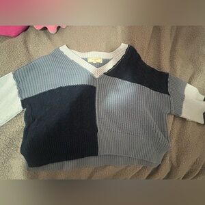 Elegant Patchwork V-Neck Sweater